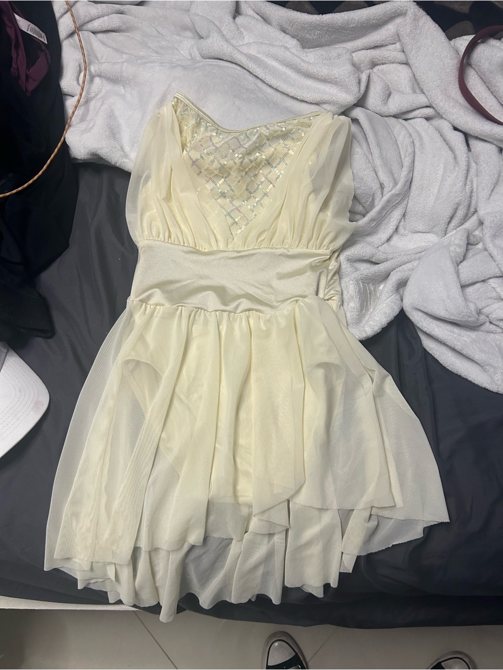 Weissman Pale Yellow Lyrical Dance Costume with Iridescent Detailing